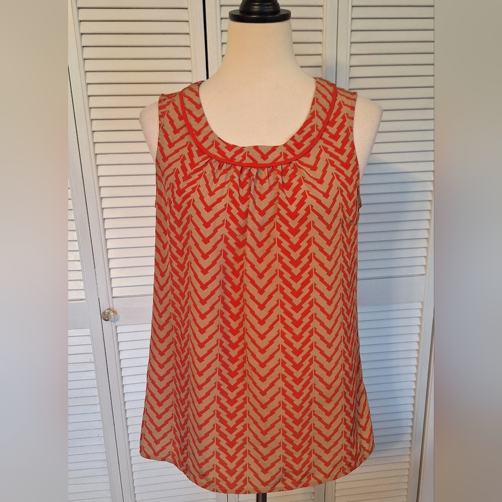 Jade Chevron Patterned Sleeveless Top blouse Small *5